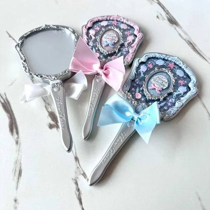 Flower Knows Angel Series Handheld Mirror – White, Black & Pink Compact Mirror