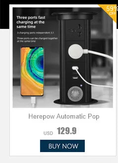 Herepow 118 Series Dual USB Wall Socket - Thailand & American Standard Smart Plug Adapter with Type-C 3.1A Fast Charging