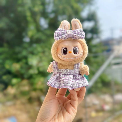 Cute Labubu Doll Outfit Set – Classic Dress for 17cm V2 Mini Dolls, Clothing Accessories for Kids Gift
