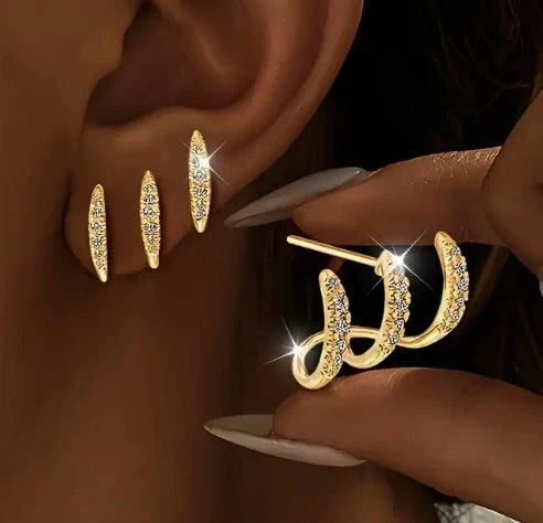 Elegant Rhinestone Three-Claw Earrings for Women – Cute Luxury Party Jewelry Gift