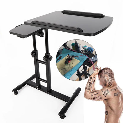 Portable Tattoo Workstation — Adjustable Dual Surface Table with Impact-Resistant Board