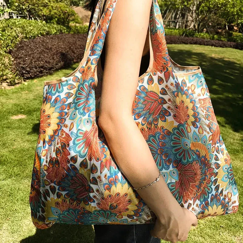 Large Capacity Foldable Shopping Bag – Eco-Friendly Waterproof Grocery & Supermarket Shoulder Tote