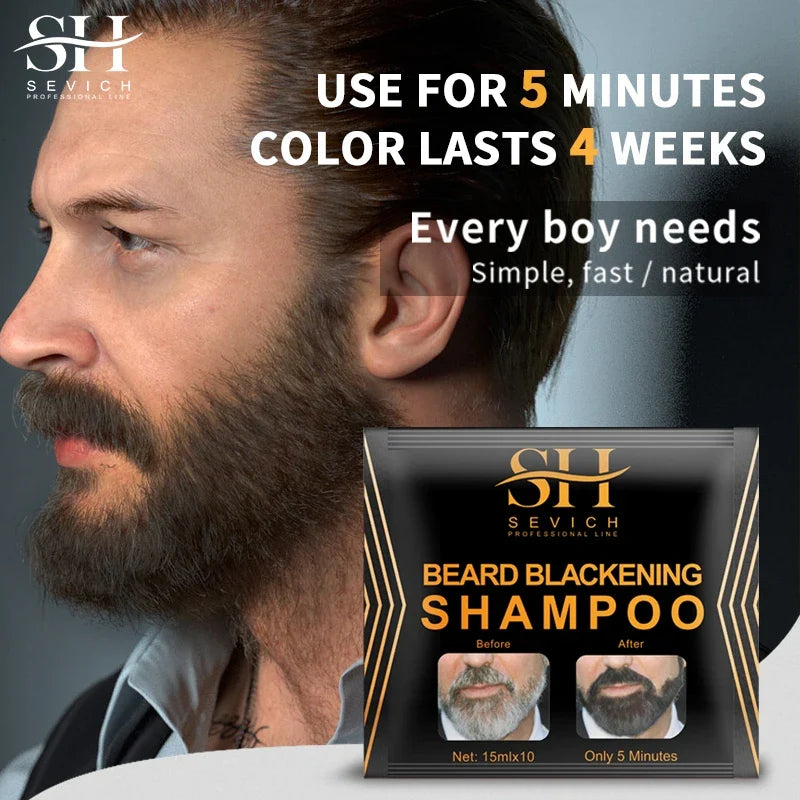 Black Beard Dye Cream - 3-Minute Fast Gray Coverage and Natural Beard Coloring