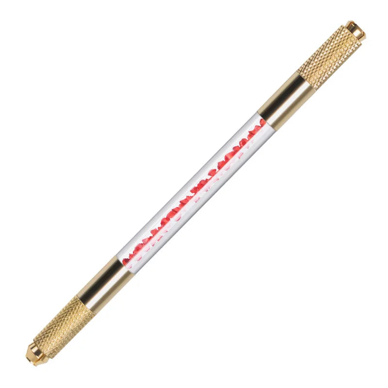 Manual Double-Ended Crystal Acrylic Microblading Pen – Permanent Makeup Eyebrow Tattoo Tool for Flat & Round Needles