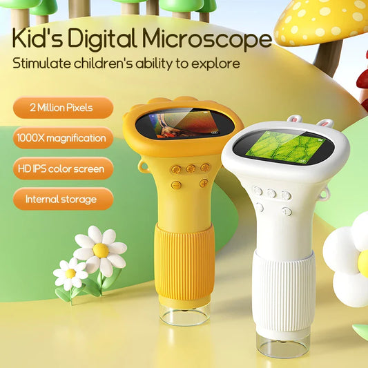 2.0 Inch Mini Pocket Microscope - 1000X Handheld Kids Science Experiment Tool, Outdoor STEM Toy for Children