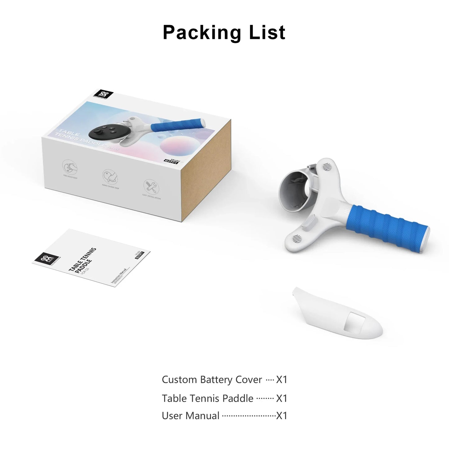 AMVR Table Tennis Paddle Grip for Meta Quest 3 Controllers – Handle Accessory to Elevate VR Gaming Experience