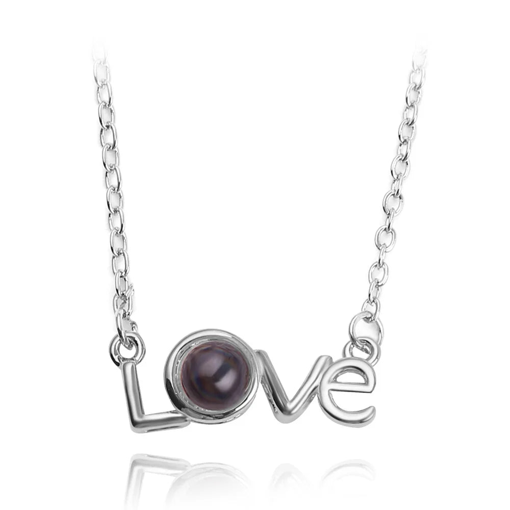 Projection Necklace - 100 Languages 'I Love You' Pendant Necklaces for Lover, Girlfriend - Creative Couple Romantic Jewelry Gifts 2024