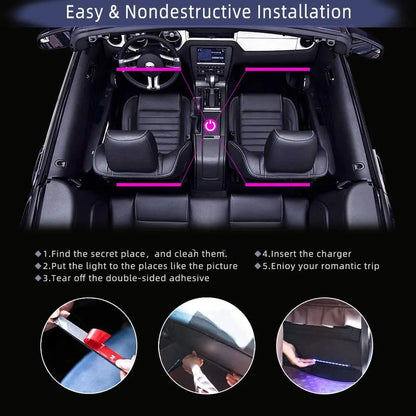 Neon LED Car Interior Ambient Foot Strip Light Kit: Remote & App Controlled RGB Decorative Lamps for Auto Atmosphere Enhancement