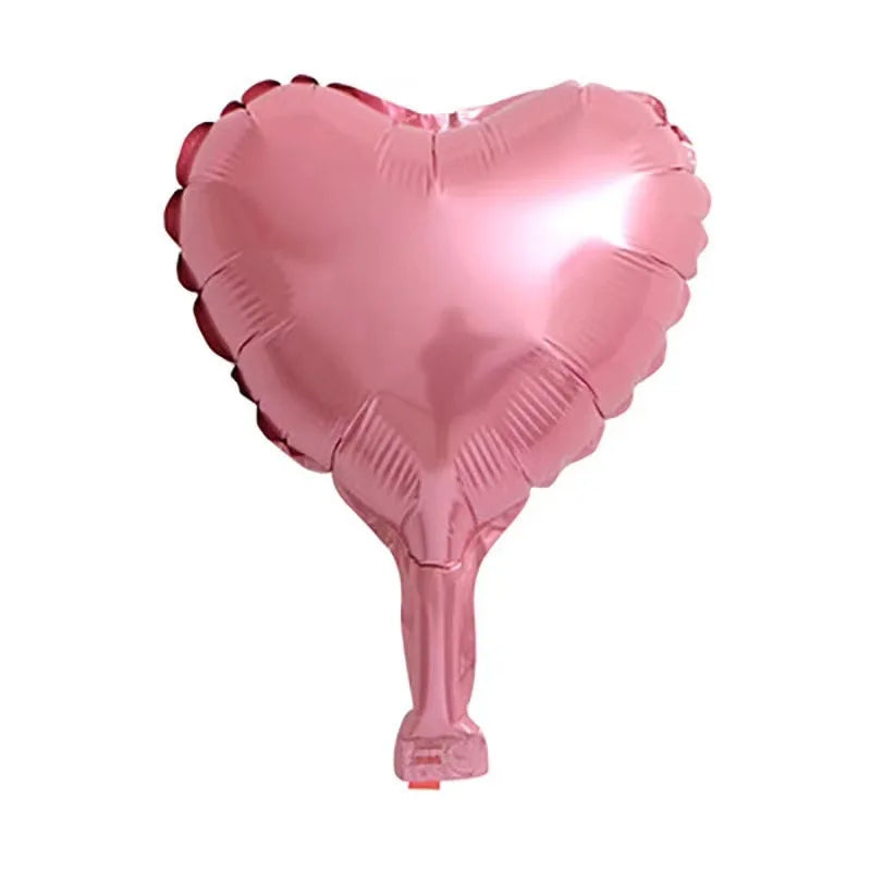 50PCS Red & Pink 5-Inch Mini Heart-Shaped Balloons – Silvery Aluminum Foil Set for Christmas, Valentine’s Day & Party Decorations