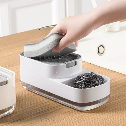 Automatic Soap Dispenser Bottle: Kitchen Sponge Brush Storage Box with Manual Soap Dispenser - Convenient Solution for Kitchen Hygiene