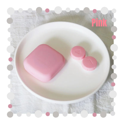 Mini Portable Contact Lens Case Kit – Solid Color Storage Box with Tweezer & Suction Stick Travel Holder