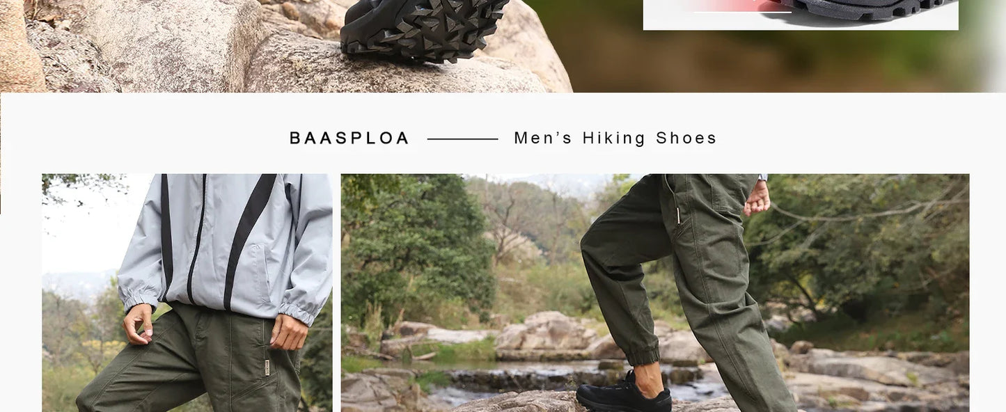 Baasploa Men’s Hiking Shoes – Breathable Outdoor Climbing & Walking Sneakers, Non-Slip & Durable