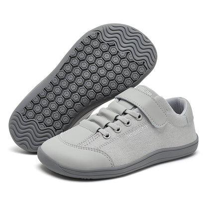 HOBIBEAR Kids Barefoot Shoes – Wide Toe Minimalist Sneakers for Boys & Girls, Lightweight Hook Loop, Artificial Leather & Fabric