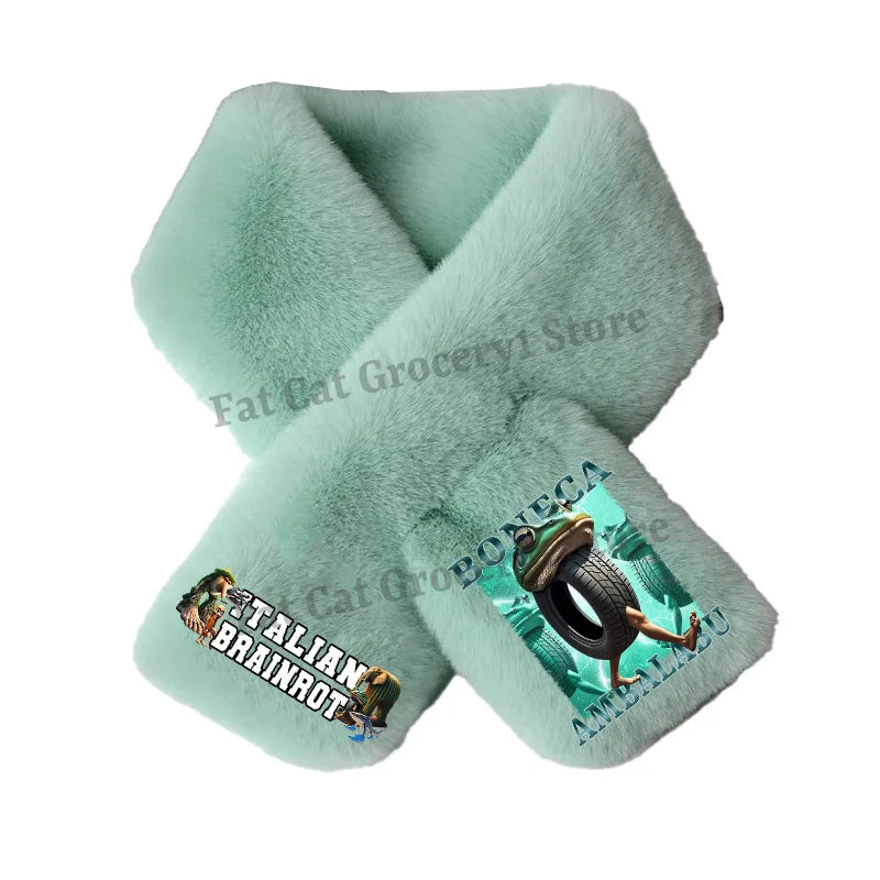 Italian Brainrot Plush Scarf – Kawaii Tralalero Neckerchief for Kids, Boys & Girls, Winter Warm Muffler, Children’s Bandelet Gift