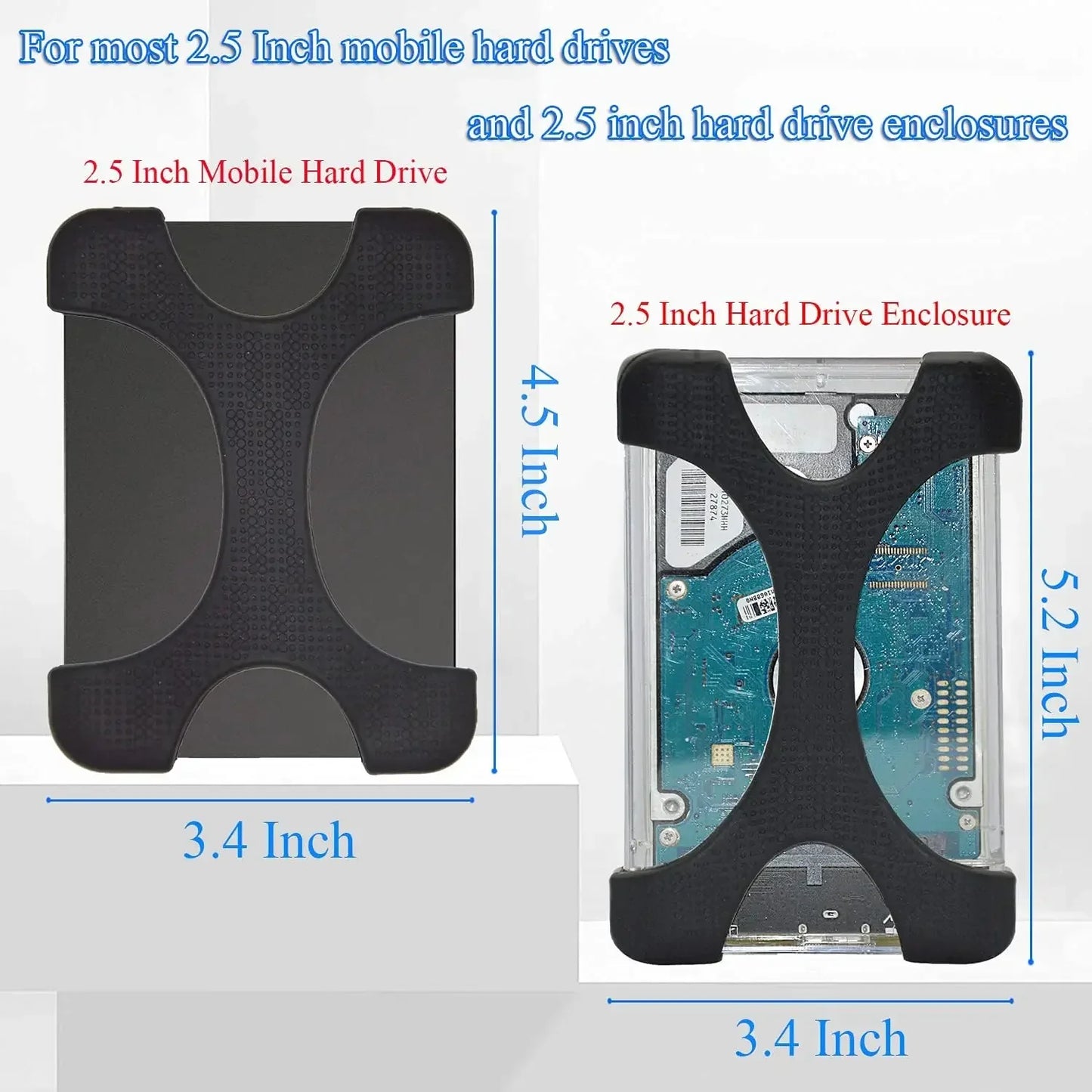 Nworld 2.5" External Hard Drive Silicone Case - Shockproof HDD Protective Cover for Backup Plus Drives
