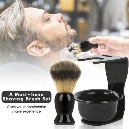 3-in-1 Men’s Shaving Brush Bowl Set – Stainless Steel Durable Shaving Mug with Brush and Soap Dish