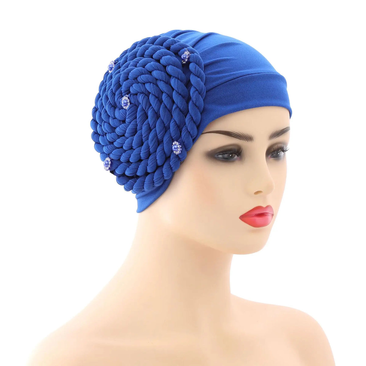 Diamond Braided Turban Hat for Women – Muslim Hijab Bonnet, African Headwrap Cap, Inner Headscarf