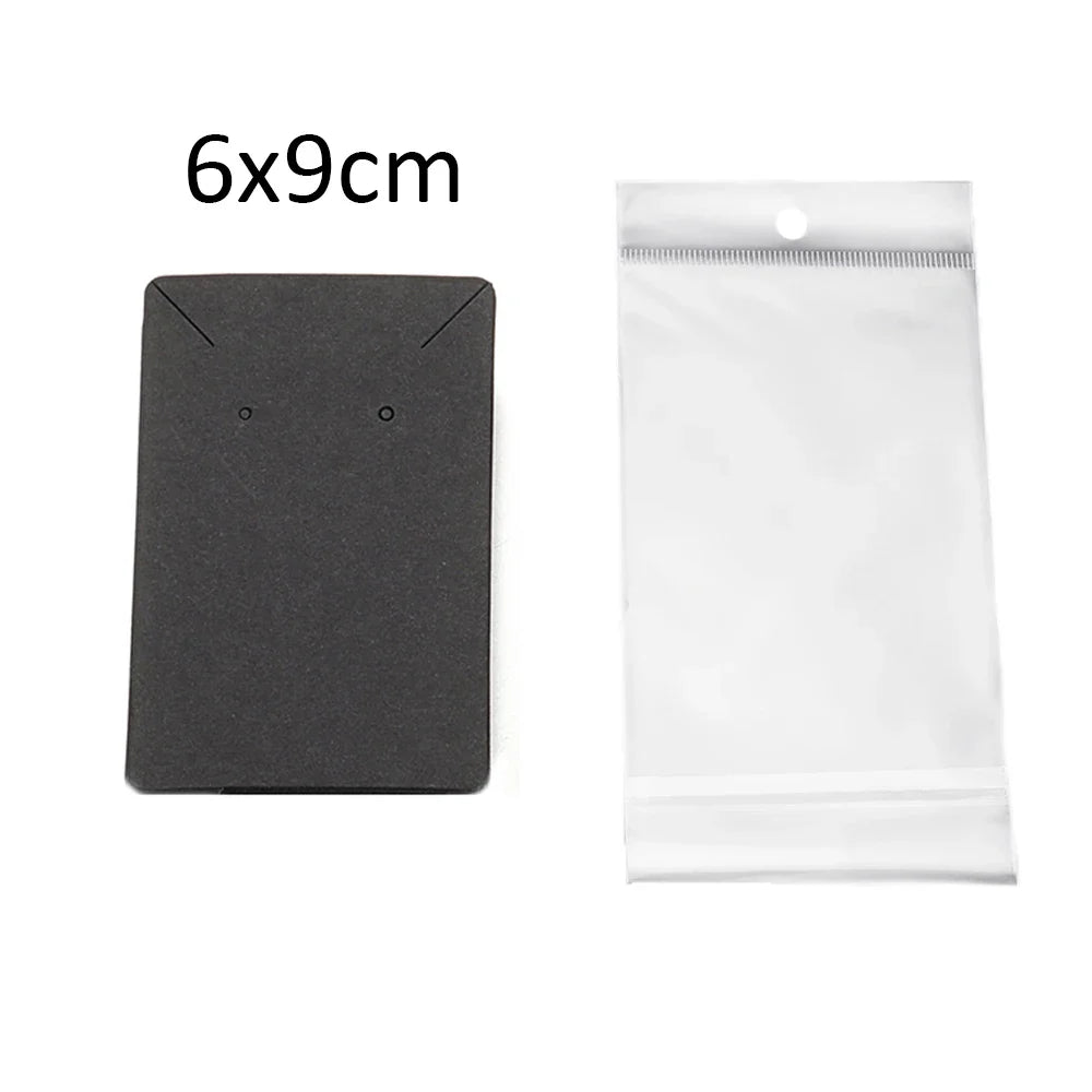 50 Sets Earring & Necklace Display Cards with Self-Seal Kraft Paper Bags – DIY Jewelry Packaging