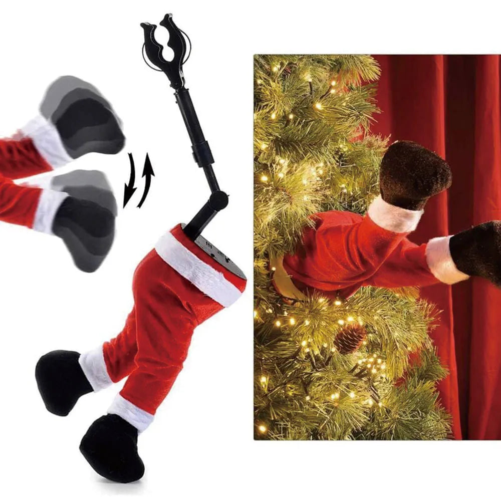 Fun Christmas Tree Leg Decoration | Plush Topper & Sticky Holiday Tree Ornament