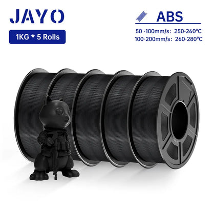JAYO ABS 3D Printer Filament 1.75mm – High Toughness 1KG/Roll, Available in 1/2/3/5/10 Rolls