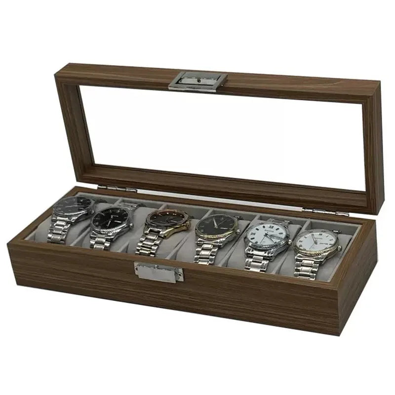 Black Walnut Grain Wooden Watch Box — Set of 6 Storage & Display Packaging Boxes