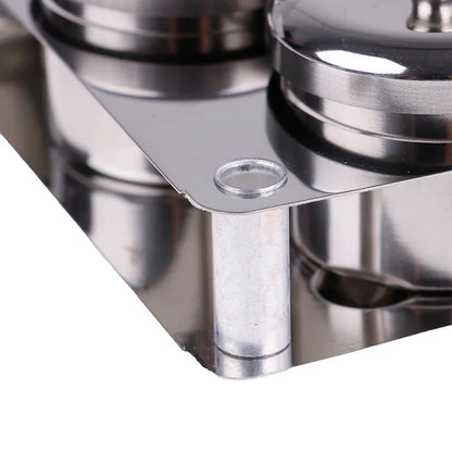 3-Piece Stainless Steel Dappen Dish Set – Manicure Nail Art Powder & Liquid Container Organizer Tray