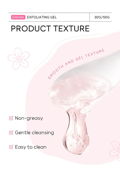 Sakura Exfoliating Peeling Gel — Moisturizing Nourishing Facial Scrub Cream for Skin Care, 30g/50g