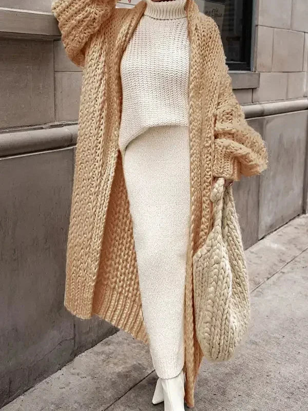 Loose Knitted Cardigan for Women 2025 – Autumn & Winter Streetwear, Spring Elegant Long Outerwear, Maxi Y2K Sweater Long Coat, Soft Jackets