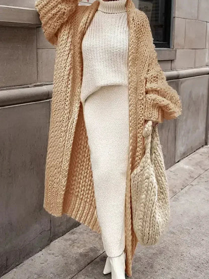 Loose Knitted Cardigan for Women 2025 – Autumn & Winter Streetwear, Spring Elegant Long Outerwear, Maxi Y2K Sweater Long Coat, Soft Jackets