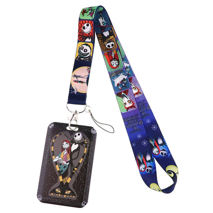 Lilo & Stitch Cute Couples Lanyard – Keychain, ID Badge Holder & Phone Strap with Card Cover Charm Accessories