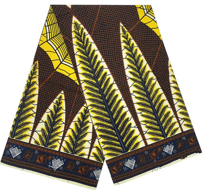 Cotton Batik Ankara Fabric - 100% African Wax Print Bronzing Golden Fabric 6 Yards for Dresses & Crafts