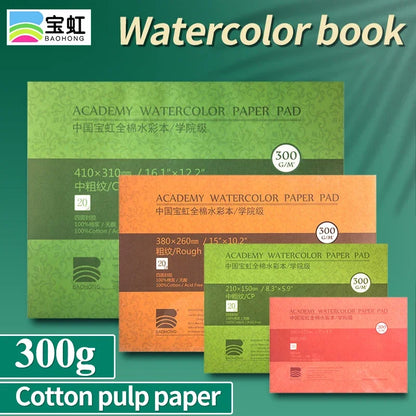 100% Cotton Watercolor Paper Pad – 32K/16K/8K 20 Sheets 200gsm/300gsm Sketchbook for Drawing & Painting