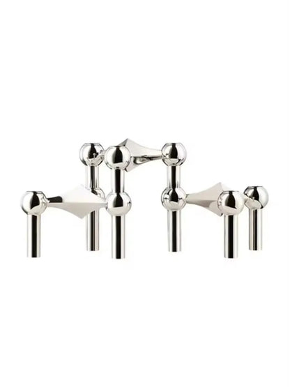 Metal Molecular Structure Candle Holder – Nordic Silver Candelabra Centerpiece for Living Room Decor & Gift