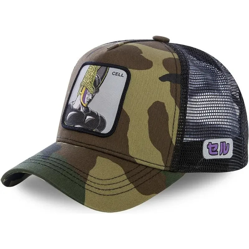 Dragon Ball Son Goku Trucker Cap - Embroidered Adjustable Mesh Sun Visor Hat for Men Summer Travel