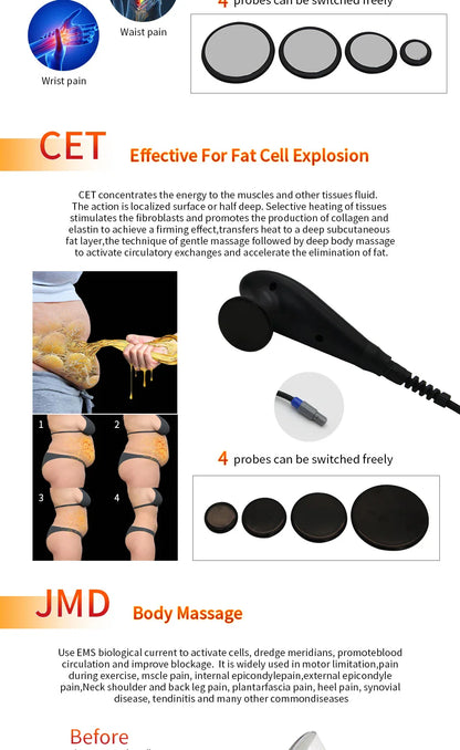 Portable INDIBA 448k RF Therapy Device | Deep Warm Physical Therapy for Pain Relief, Skin Firming & Weight Loss