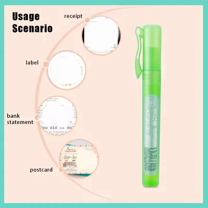 Privacy Protection Spray Pen for Thermal Paper – Portable Data Eraser & Correction Fluid for Receipts, Shipping Labels & Personal Information