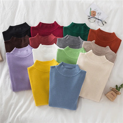 Women's Turtleneck Cashmere Sweater - Soft Knitted Pullover, Basic Solid Jumper for Autumn Winter Casual Wear