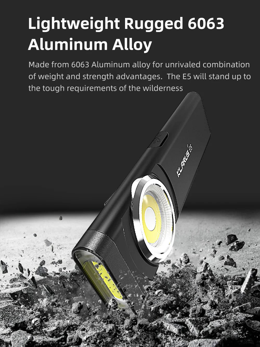 Klarus E5 COB Flashlight – Magnetic Dual Light Torch with 8 Lighting Modes, USB-C Rechargeable EDC Strobe for Emergency Use