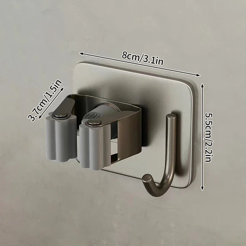 Bathroom Mop Holder — Self-Adhesive Wall-Mounted Broom & Mop Hook, Sweeping Brush Storage Organizer, Kitchen Accessory