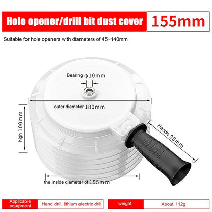 135/155mm Electric Hammer Drill Dust Collector Cover — Dustproof Hole Opener & Drill Bit Protection Hand Tool