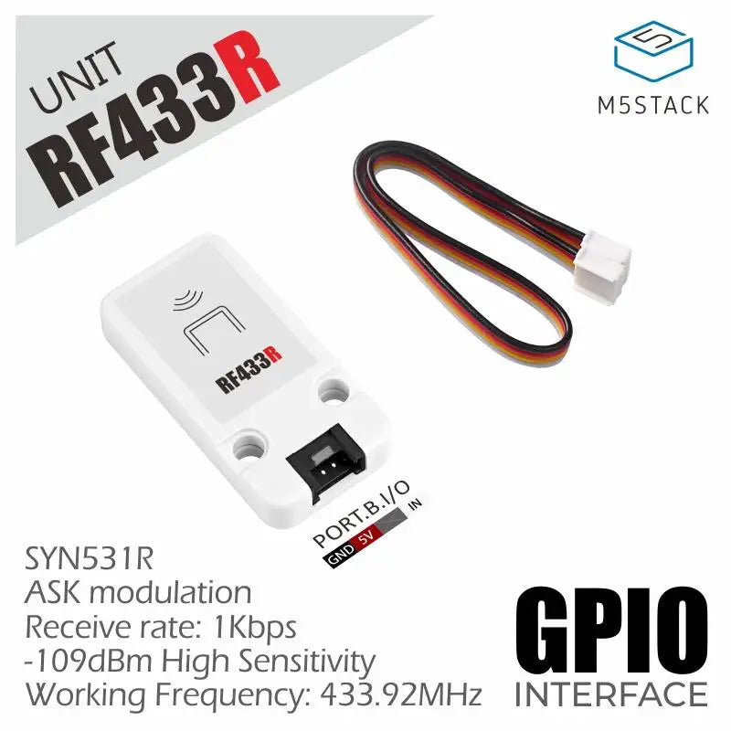 M5Stack RF433T/R 433.92MHz Wireless RF Transmitter & Receiver Module — IoT Remote Control & Automation