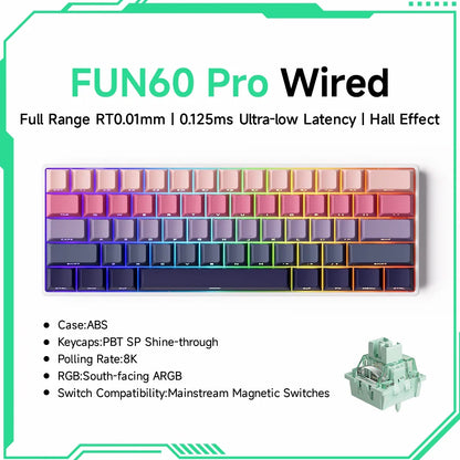 Akko MonsGeek FUN60 60% Mechanical Gaming Keyboard – Magnetic Switch, 8K Rapid Trigger, ARGB HE/TMR Custom Keyboard