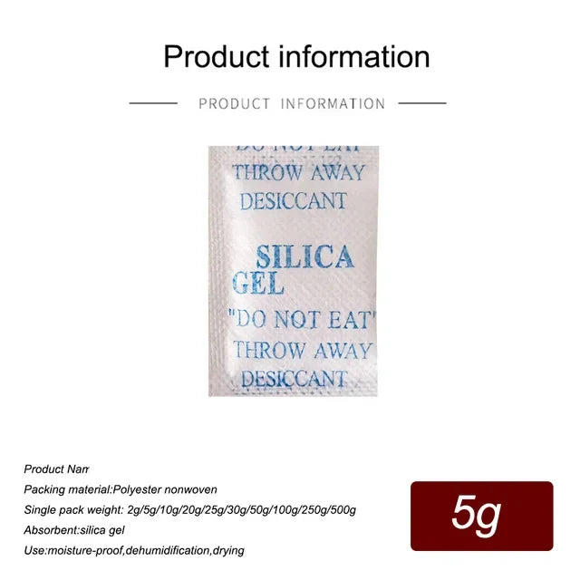 Non-Toxic Silica Gel Desiccant Bags – 2/5/10/20g Moisture Absorber for Kitchen, Room, and Living Spaces