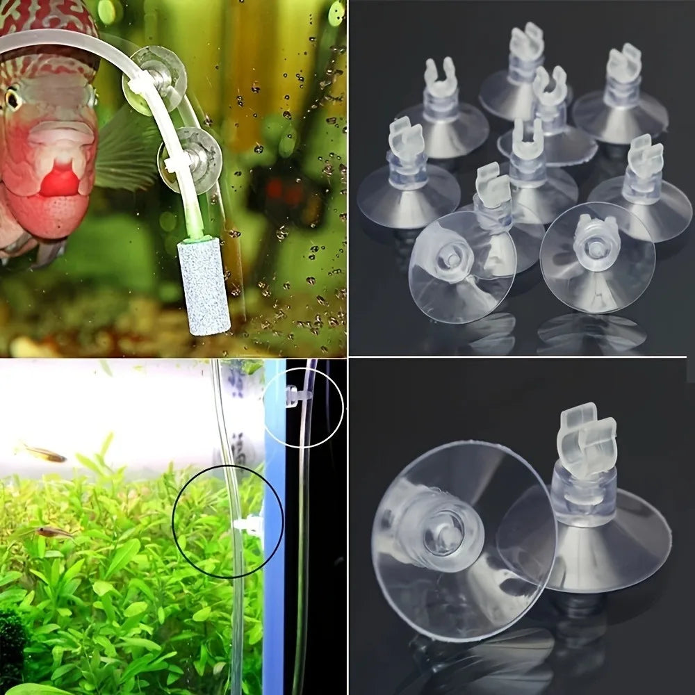 10pcs Rubber Aquarium Suction Cups – Holders for Air Line Tubes, Hoses, and Pumps