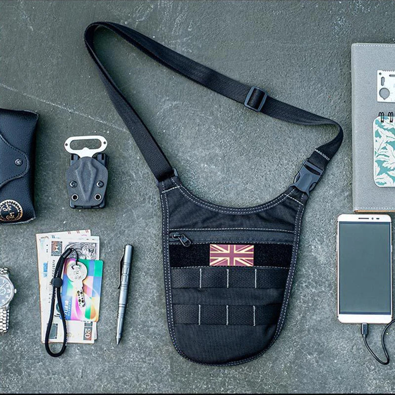 Agent Men's Underarm Tactical Shoulder Bag: Hidden Molle Waist Bag for Outdoor Travel - Anti-Theft Pack with Mobile Phone, Key, and Wallet Storage