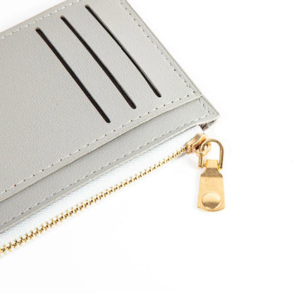 Ultra-Thin PU Leather Credit ID Card Holder: Zipper Fashion Wallet for Women & Men, Small Money Bag, Coin Purse Clip Organizer