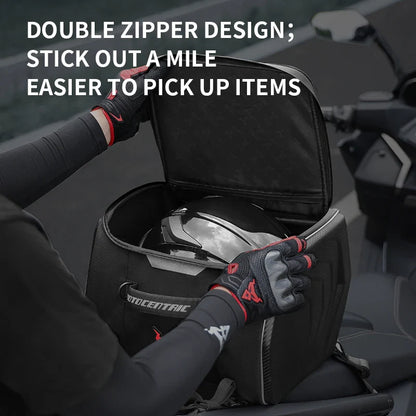 Motocentric Waterproof Motorcycle Helmet Bag - Multifunctional Rear Seat Backpack, High Capacity for Riders