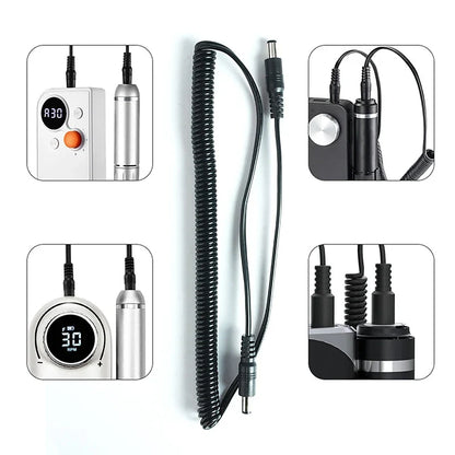 Nail Polishing Machine Connection Cable - 1M/1.5M Double-Head DC Port Handle Line for Rechargeable Manicure Tools