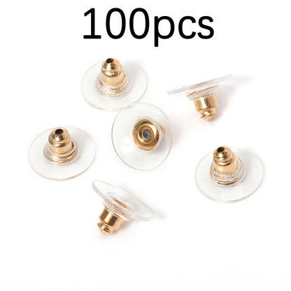 100-200PCS Rubber Earring Backs & Fishhook Ear Stoppers for Jewelry Making and DIY Earring Repairs