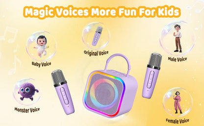 Haomuren Mini Karaoke Machine for Kids – Portable Bluetooth Speaker with 2 Mics, All-in-One Home Party Toy & Gift for Girls